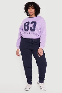 Plus Acid Wash Fleece Joggers with Cargo Pockets