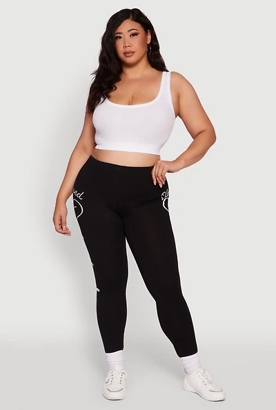 Womens Plus Blessed Cross Heart Graphic Leggings,