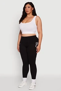 Womens Plus Blessed Cross Heart Graphic Leggings,