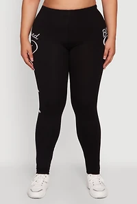 Womens Plus Blessed Cross Heart Graphic Leggings,
