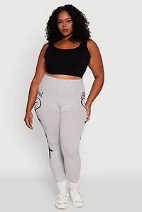 Plus Blessed Cross Heart Graphic Leggings