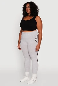 Womens Plus Size Blessed Cross Heart Graphic Leggings, Grey, Size 1X