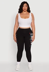 Womens Plus Size Living My Best Life Graphic Leggings, Black, Size 3X