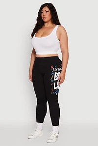 Womens Plus Living My Best Life Graphic Leggings,