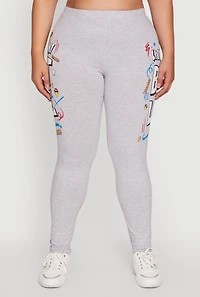 Womens Plus Living My Best Life Graphic Leggings, Grey,