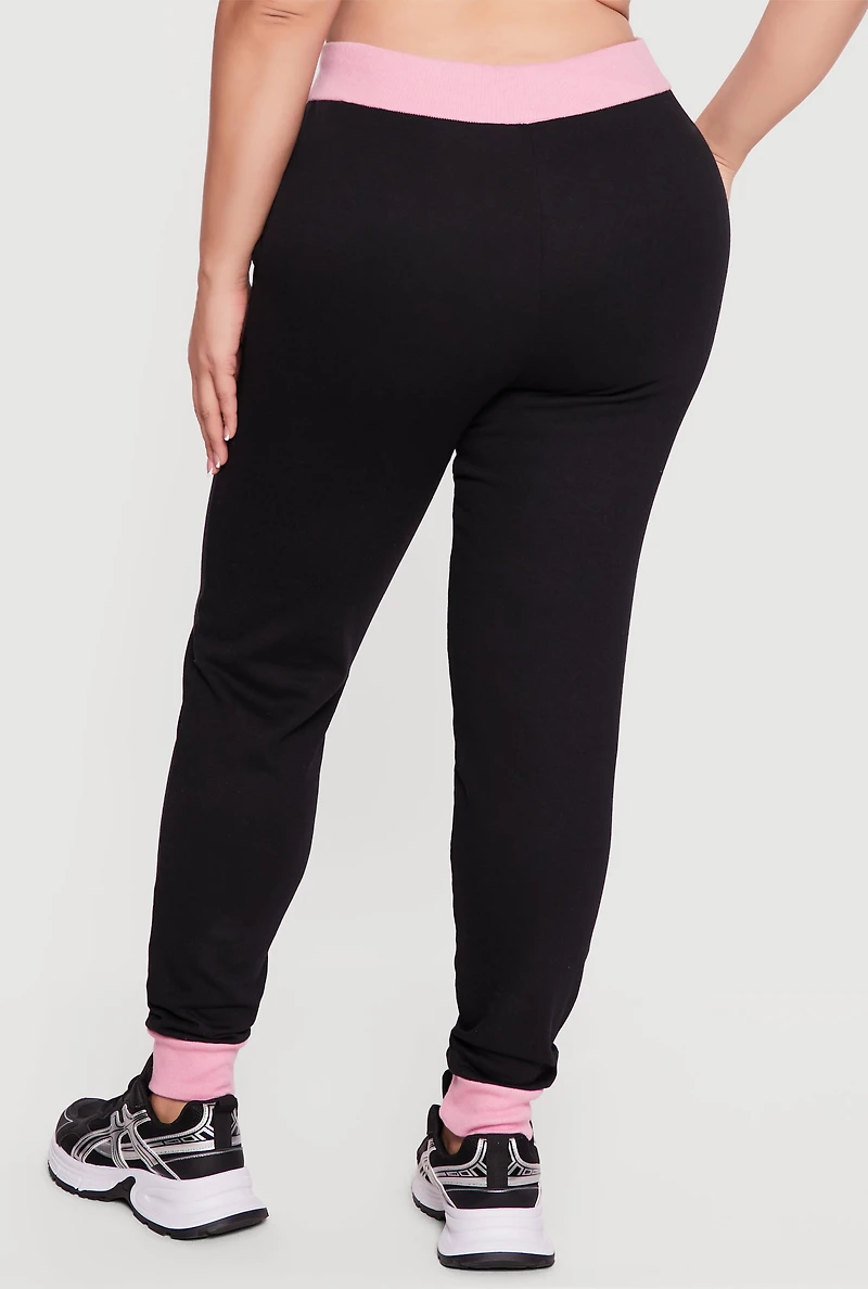 Plus Contrast Trim NY 23 Graphic Drawstring Joggers