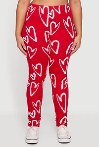 Plus Heart Pattern Leggings