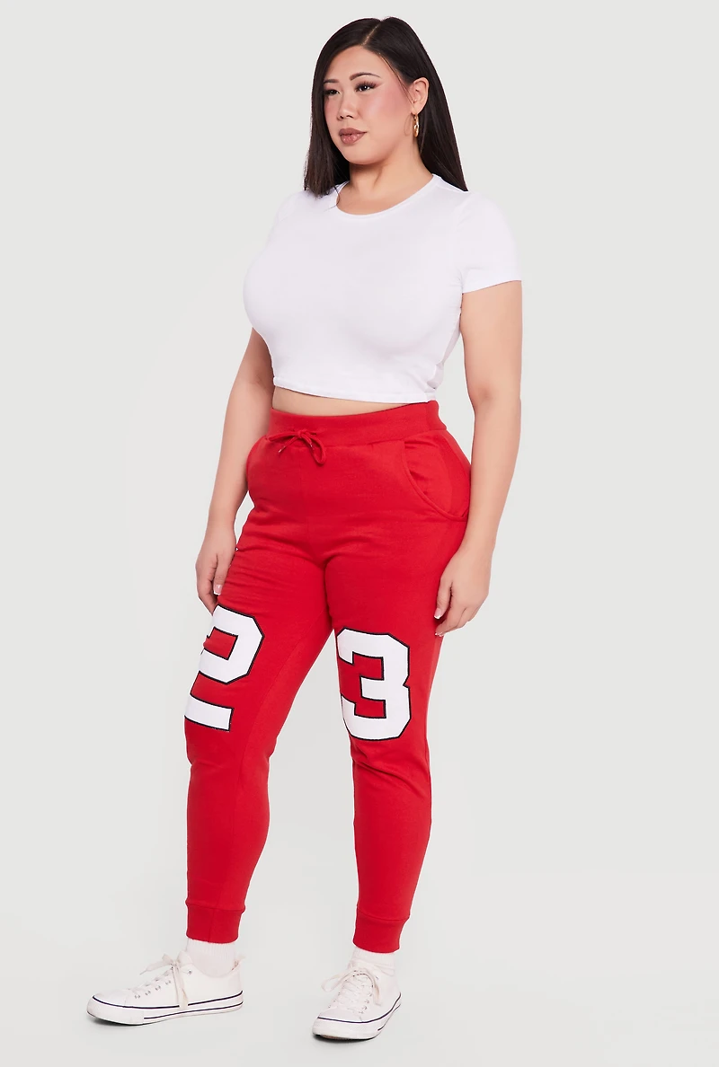 Plus 23 Graphic Drawstring Waist Joggers
