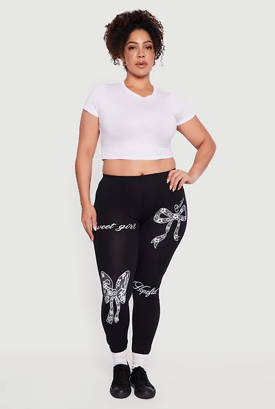 Plus Sweet Girl Graphic High Waisted Leggings