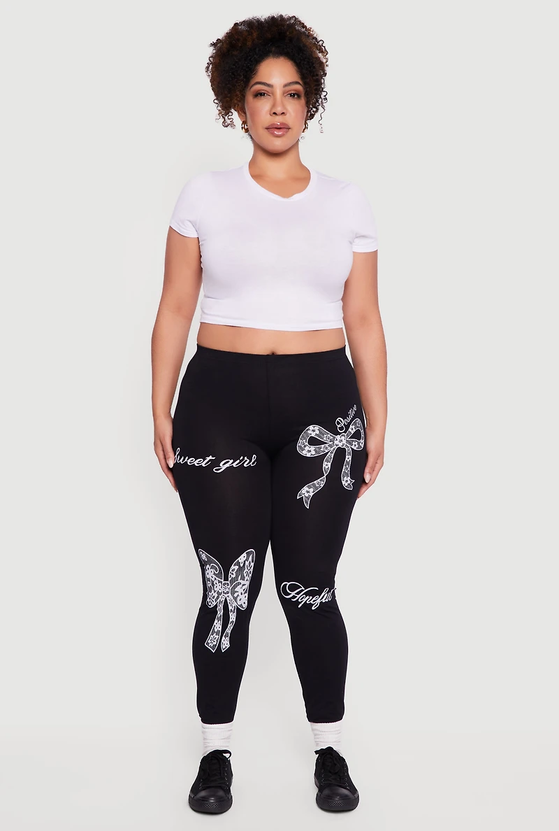 Plus Sweet Girl Graphic High Waisted Leggings