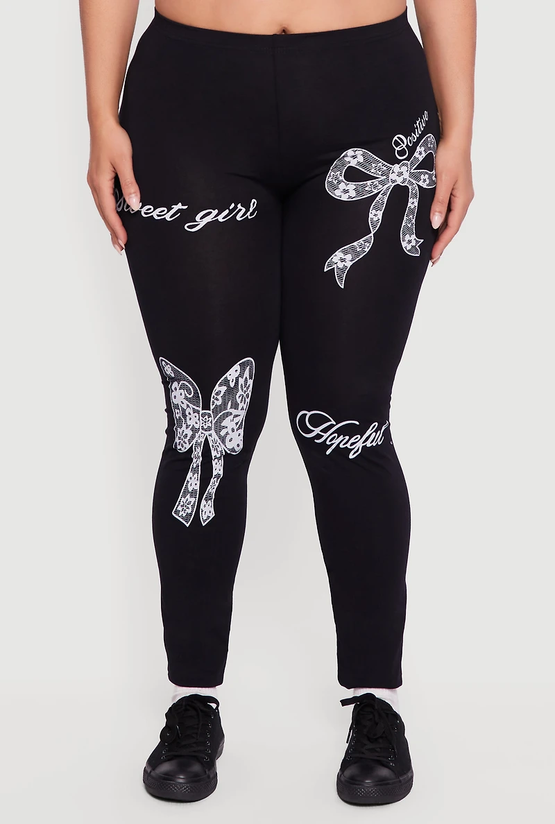 Plus Sweet Girl Graphic High Waisted Leggings