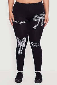 Plus Sweet Girl Graphic High Waisted Leggings