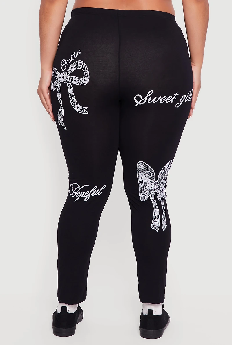 Plus Sweet Girl Graphic High Waisted Leggings