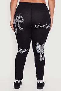 Plus Sweet Girl Graphic High Waisted Leggings