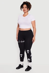 Plus Grace of God Cross Print Leggings