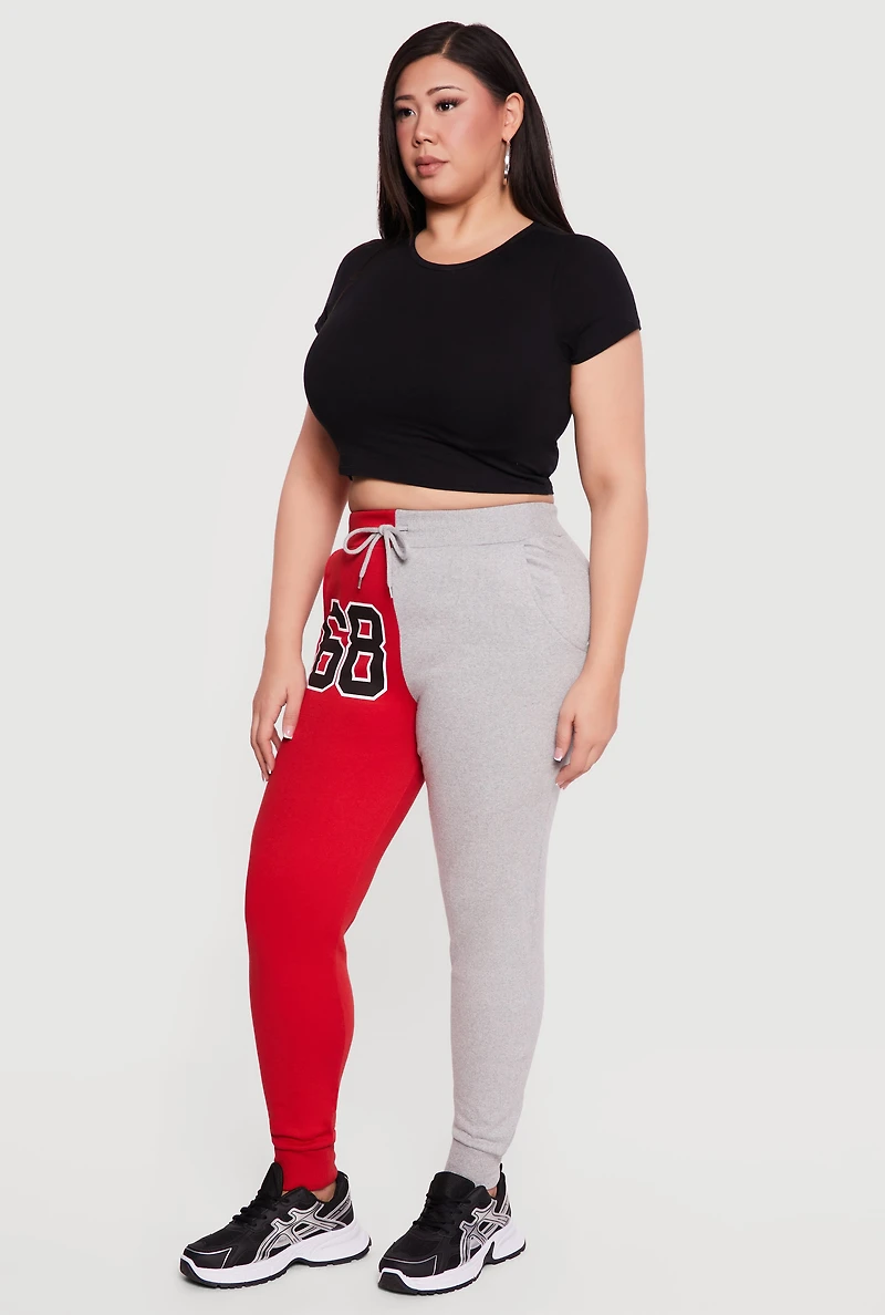 Plus 68 Color Blocked Fleece Joggers