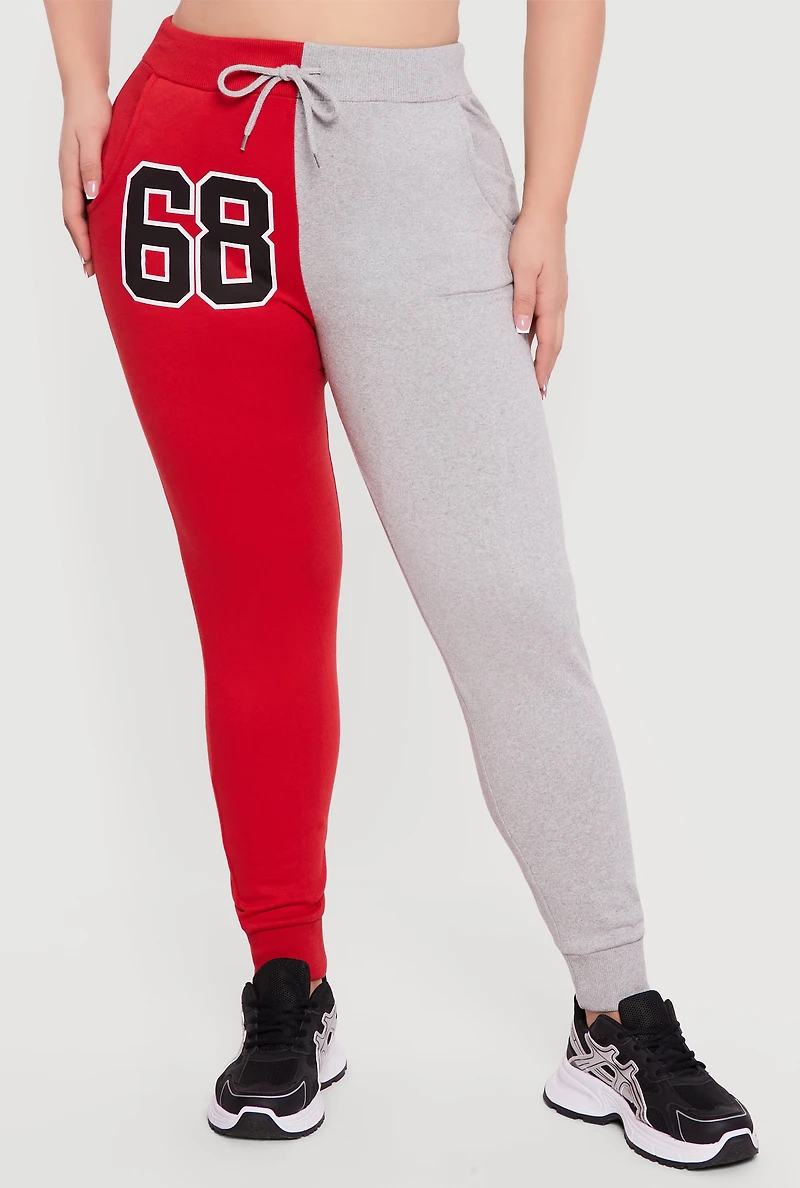 Plus 68 Color Blocked Fleece Joggers