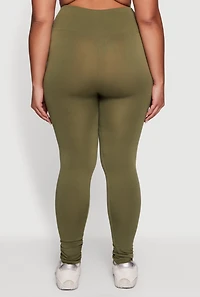 Plus Textured High Waisted Fleece Lined Leggings