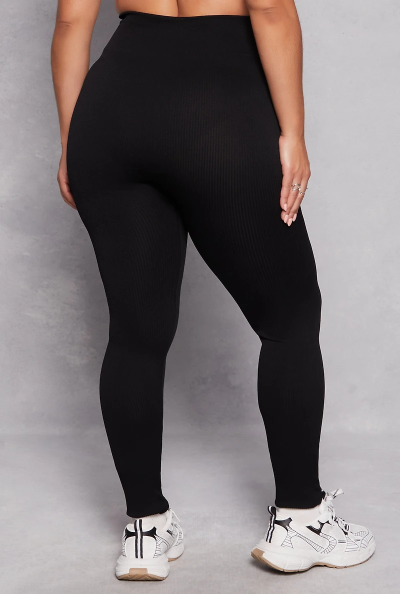 Womens Plus Drawstring Detail High Waist Leggings, 3X-4X