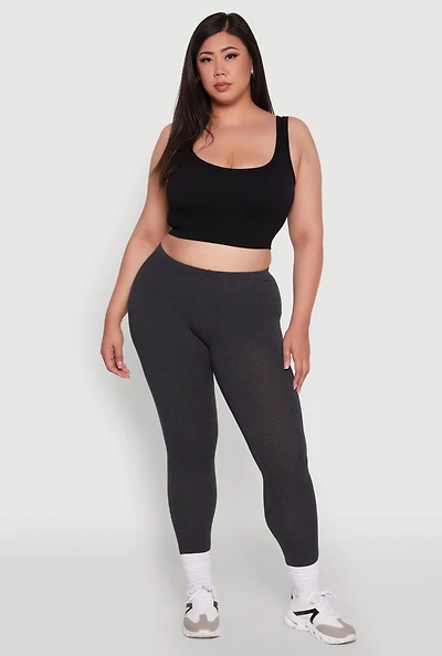 Womens Plus Size Ambiance Basic Leggings, Grey, Size 3X