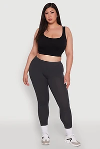 Womens Plus Size Ambiance Basic Leggings, Grey, Size 3X