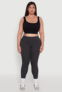 Womens Plus Size Ambiance Basic Leggings, Grey, Size 3X