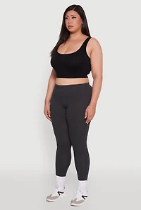 Womens Plus Size Ambiance Basic Leggings, Grey, Size 3X