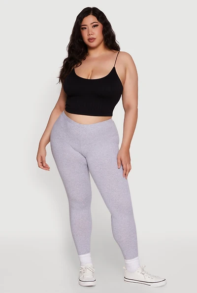 Womens Plus Size Ambiance Basic Leggings, Grey, Size 2X