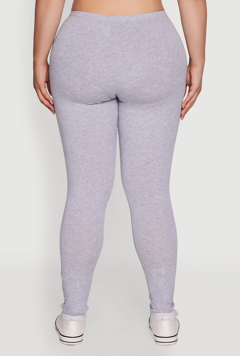 Womens Plus Size Ambiance Basic Leggings, Grey, Size 2X