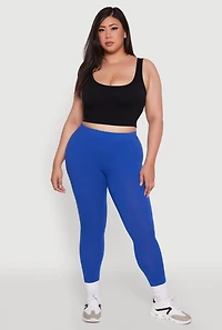 Womens Plus Size Ambiance Basic Leggings, Blue, Size 2X