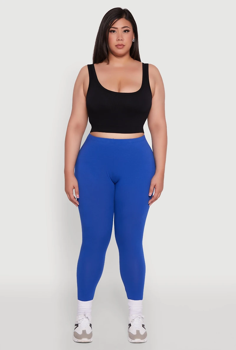 Womens Plus Size Ambiance Basic Leggings, Blue, Size 2X