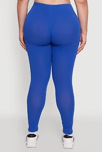 Womens Plus Size Ambiance Basic Leggings, Blue, Size 2X