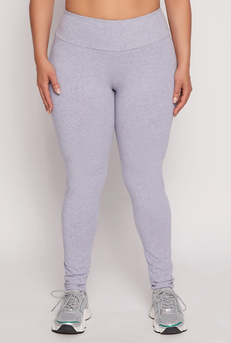 Womens Plus High Waist Leggings, Grey,