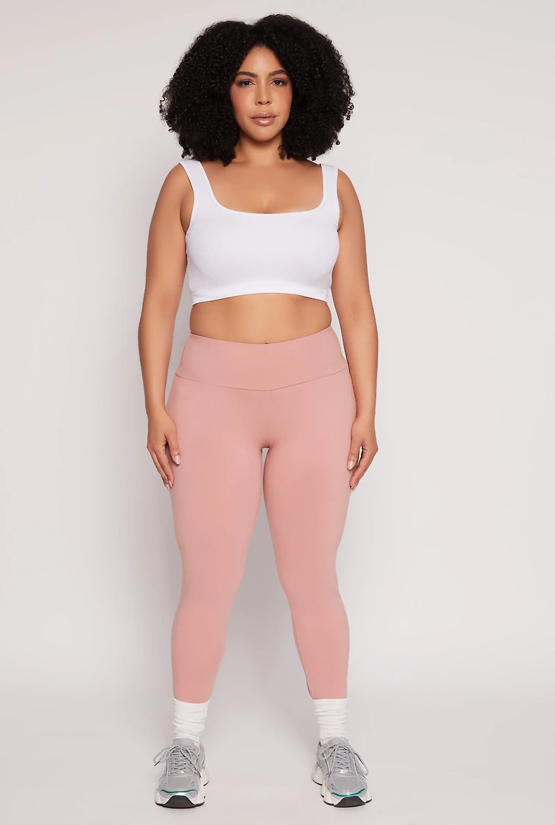 Womens Plus Size High Waist Leggings, Pink, Size 2X