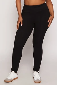 Womens Plus Size Solid High Waist Cell Phone Pocket Leggings, Black, Size 2X