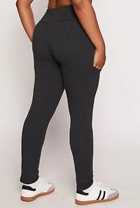 Plus Solid High Waist Cell Phone Pocket Leggings