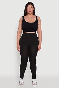 Womens Plus Size High Waisted Leggings with Good Vibes Graphic, Black, Size 2X-3X