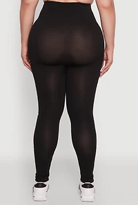 Womens Plus Size High Waisted Leggings with Good Vibes Graphic, Black, Size 2X-3X