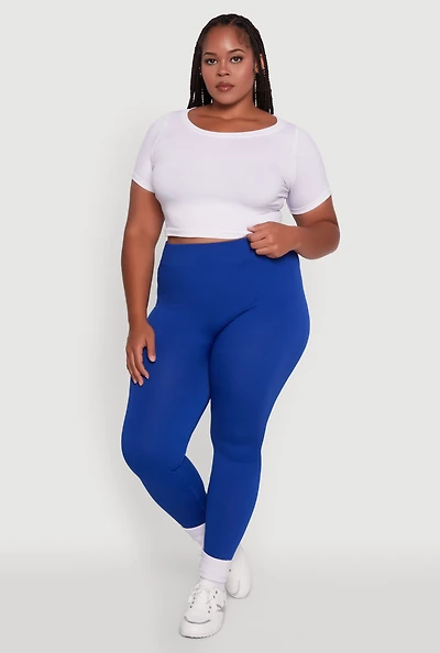 Womens Plus Seamless Rib Knit Push Up High Waisted Leggings,