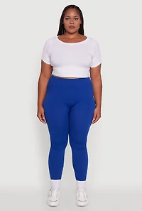 Womens Plus Seamless Rib Knit Push Up High Waisted Leggings,