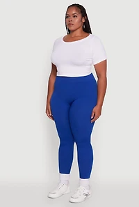Womens Plus Seamless Rib Knit Push Up High Waisted Leggings, 1X-2X
