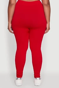 Womens Plus Size Seamless Rib Knit Push Up High Waisted Leggings, Red, Size 1X-2X