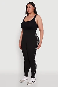 Womens Plus Boss Graphic High Waisted Leggings, Black,