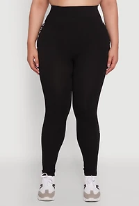 Womens Plus Boss Graphic High Waisted Leggings, Black,
