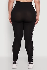 Womens Plus Boss Graphic High Waisted Leggings, Black,
