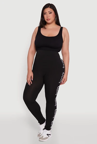 Womens Plus Size Queen Graphic High Waisted Leggings, Black, Size 2X-3X