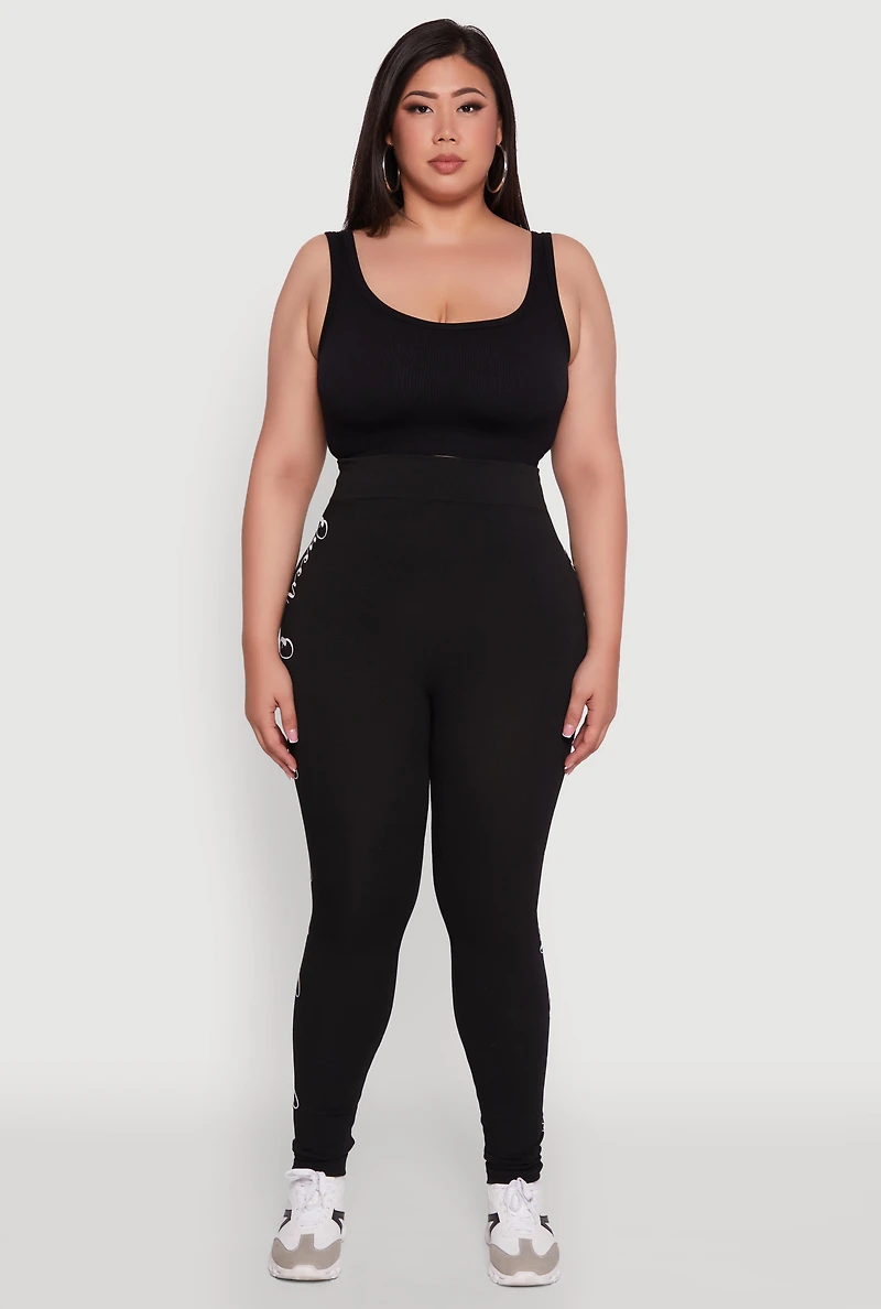Womens Plus Size Queen Graphic High Waisted Leggings, Black, Size 2X-3X