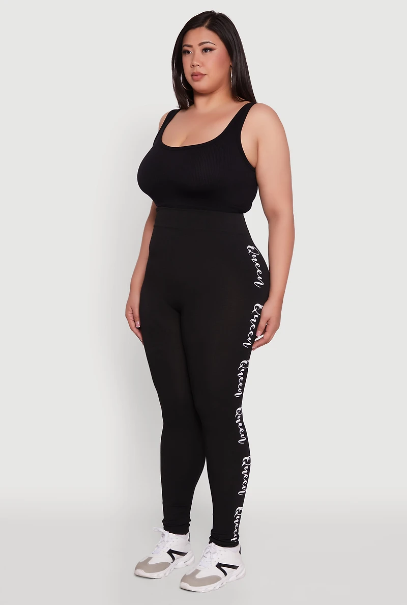 Womens Plus Size Queen Graphic High Waisted Leggings, Black, Size 2X-3X
