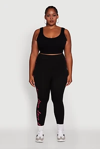 Womens Plus Size High Waisted Love Graphic Seamless Leggings, Black, Size 1X-2X
