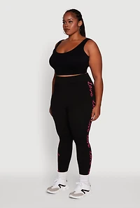 Womens Plus Size High Waisted Love Graphic Seamless Leggings, Black, Size 2X-3X
